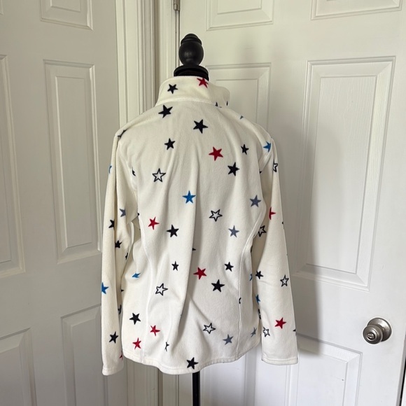 Eddie Bauer Cream Star Patterned Fleece Pullover - Picture 10 of 10